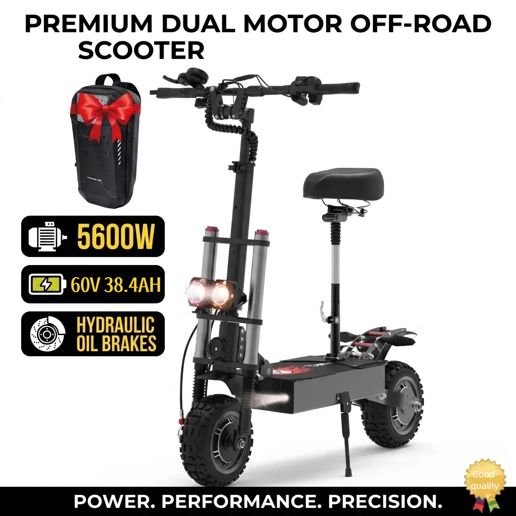 60V 5600W Dual Motor Electric Scooter - Patinete Eléctrico para Adultos, Motor Dual