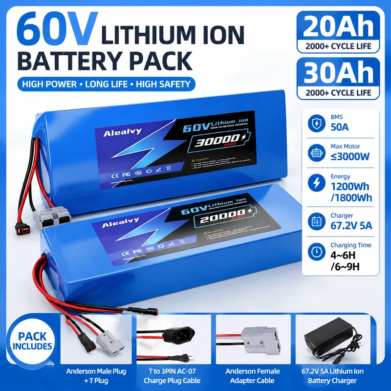Paquete de baterías de litio 2 - 60V 30Ah Electric Scooter Battery reseña y precio