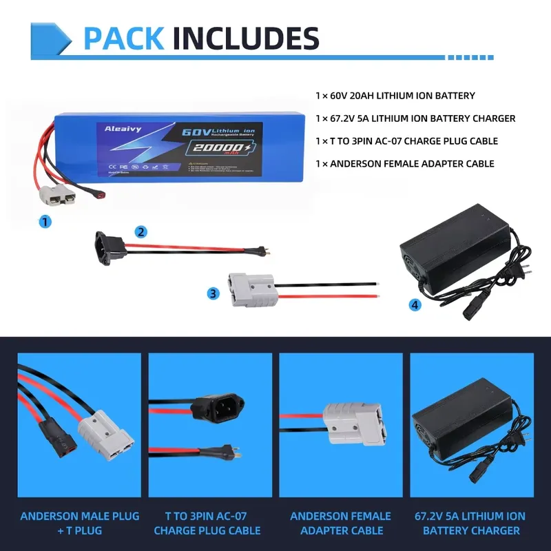 Paquete de baterías de litio 2 - 60V 30Ah Electric Scooter Battery reseña y precio